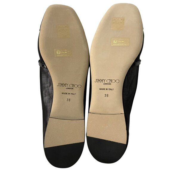 Jimmy Choo Elisa Black Mesh Pearl Mary Jane Sz 38 NEW - Picture 9 of 12